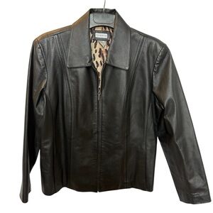 George Black Leather Jacket for Women Size XL(16-18) Full Zip